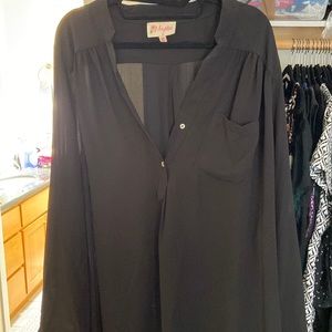 Sheer, long sleeve black blouse